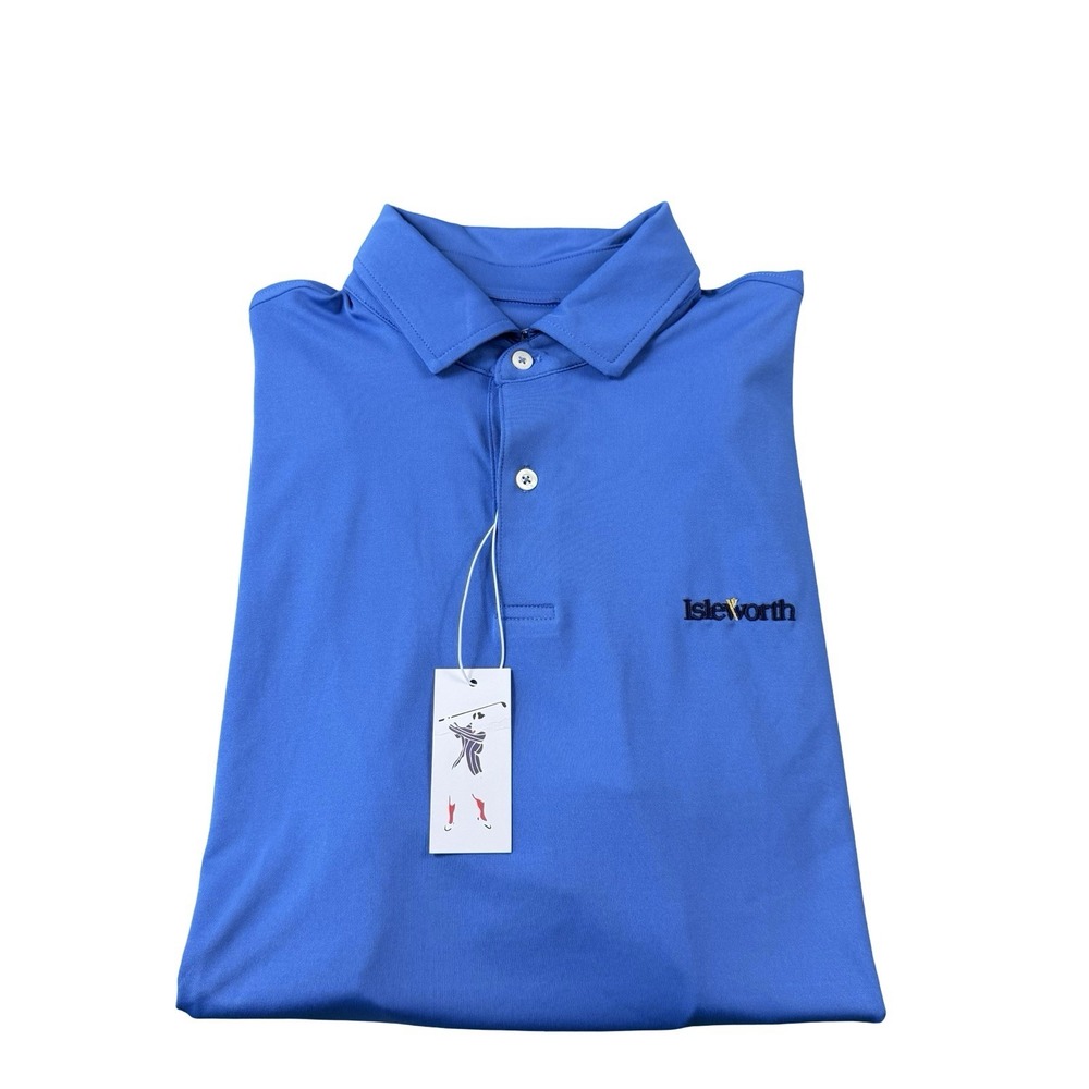 Fairway & Greene Mens USA Tour Solid Tech Jersey Polo Shirt Baltic Blue M NWT